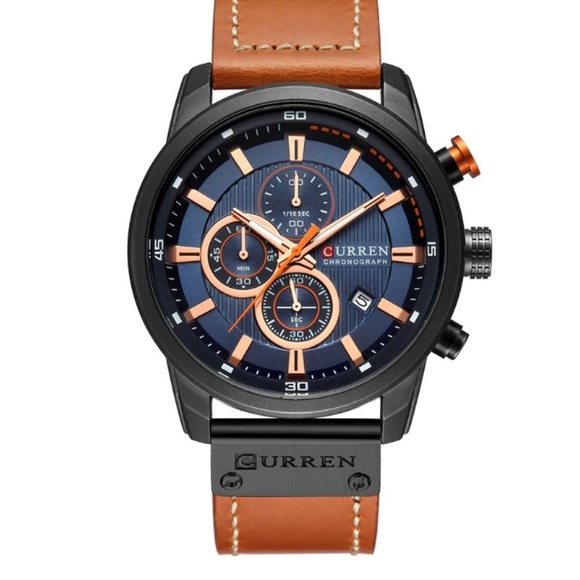 Men's Designer Fashion Quartz Watch  Leather - Picture 2 of 3